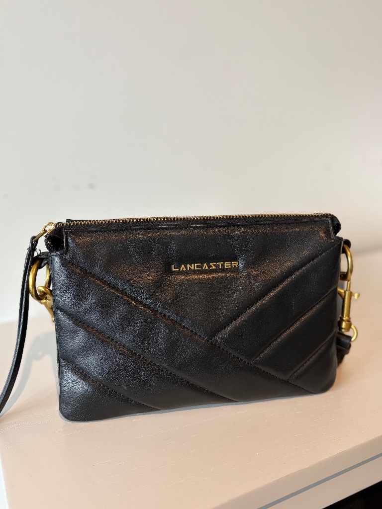 Sac Lancaster Noir Matelass En Cuir